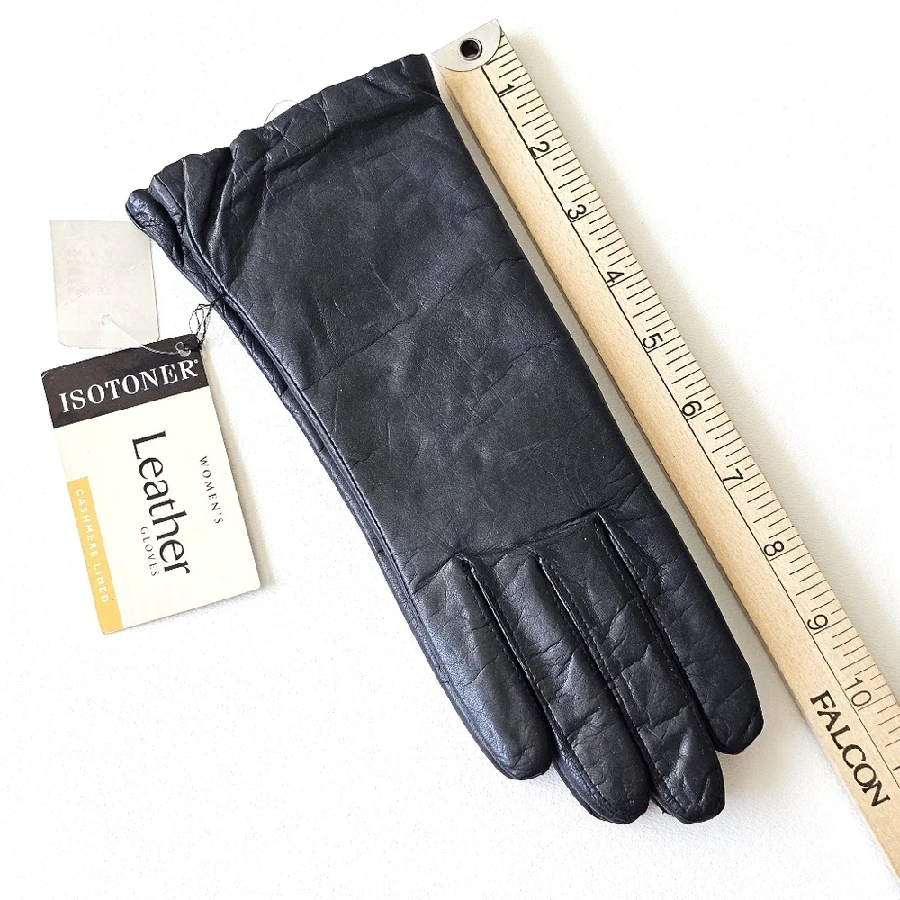 Vintage '95Isotoner Real Leather Gloves Women Cashmere Lined Soft Lambskin *Read